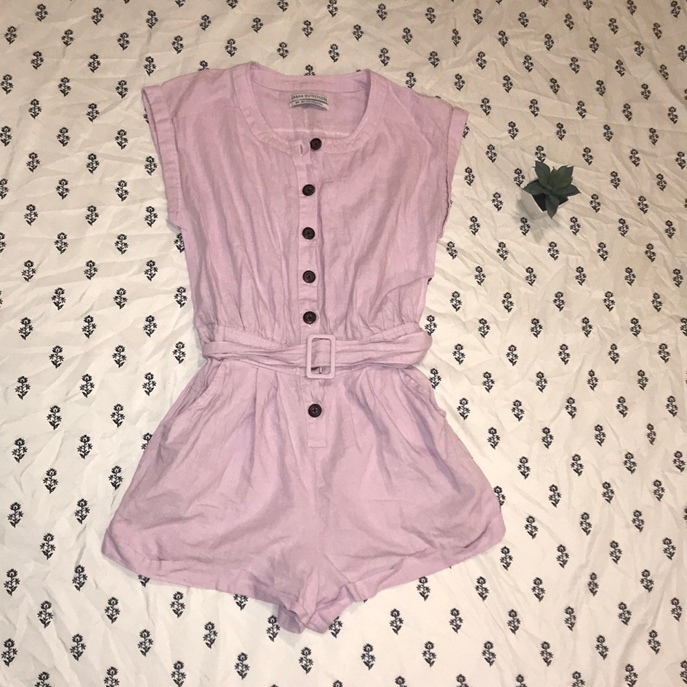Urban Outfitters Julie Linen Button Down Romper